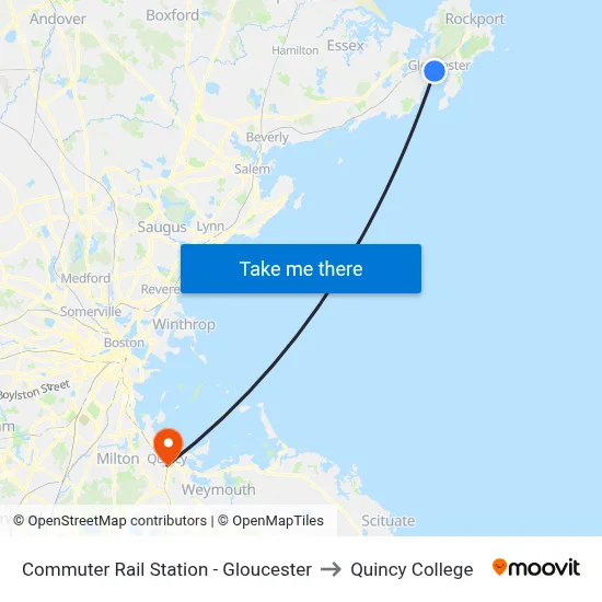 Commuter Rail Station - Gloucester to Quincy College map