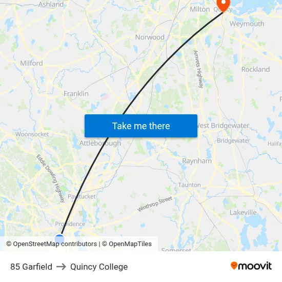 85 Garfield to Quincy College map