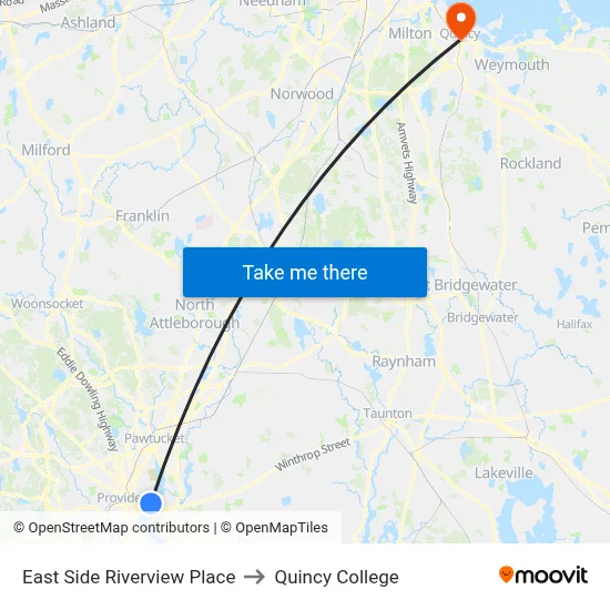 East Side Riverview Place to Quincy College map