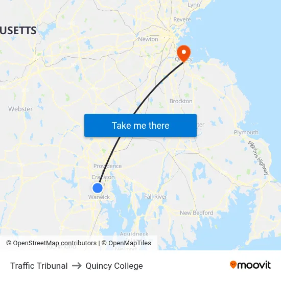 Traffic Tribunal to Quincy College map