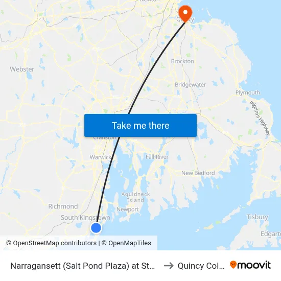 Narragansett (Salt Pond Plaza) at Stop & Shop to Quincy College map