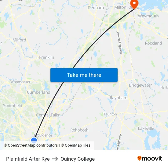Plainfield After Rye to Quincy College map