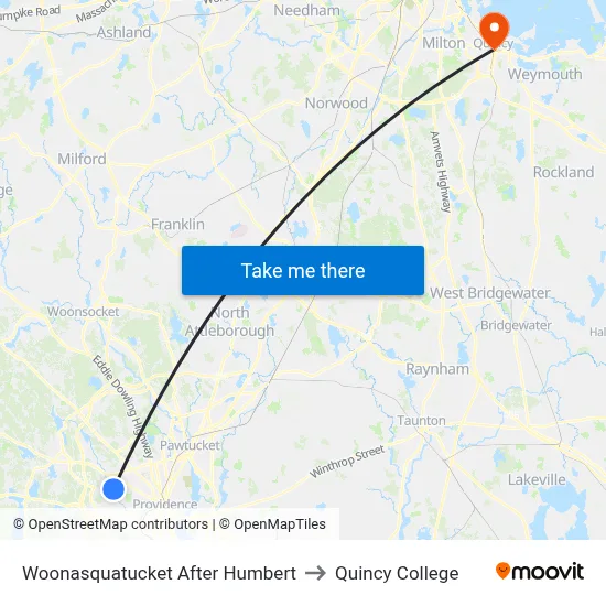 Woonasquatucket After Humbert to Quincy College map
