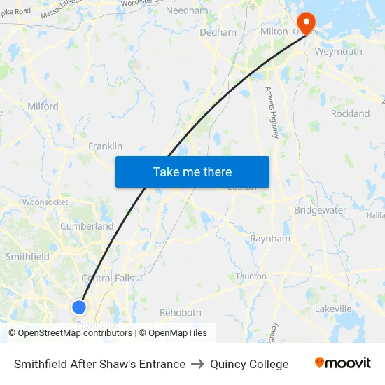 Smithfield After Shaw's Entrance to Quincy College map