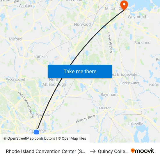 Rhode Island Convention Center (Sabin) to Quincy College map