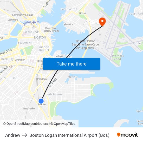 Andrew to Boston Logan International Airport (Bos) map