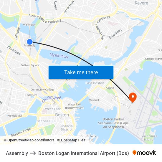 Assembly to Boston Logan International Airport (Bos) map