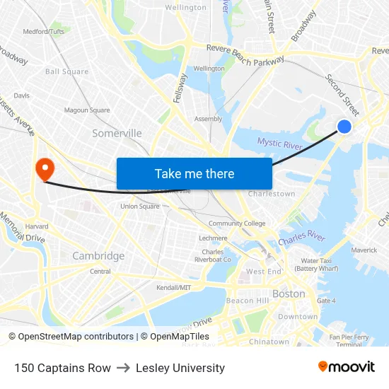150 Captains Row to Lesley University map