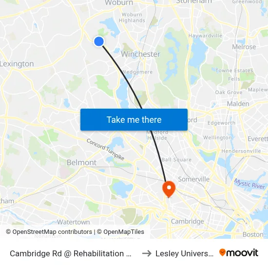 Cambridge Rd @ Rehabilitation Way to Lesley University map