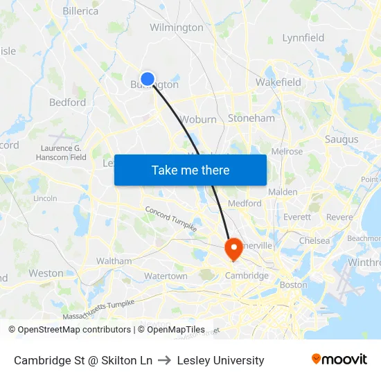 Cambridge St @ Skilton Ln to Lesley University map