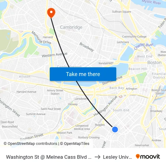 Washington St @ Melnea Cass Blvd - Silver Line to Lesley University map