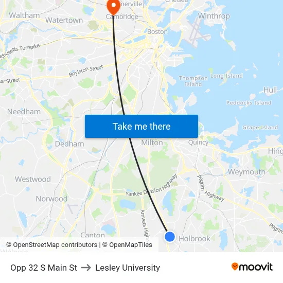 Opp 32 S Main St to Lesley University map