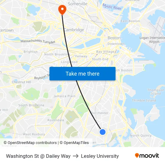 Washington St @ Dailey Way to Lesley University map