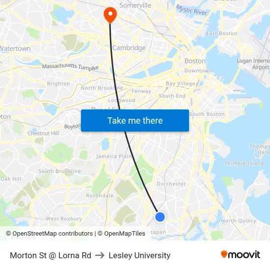 Morton St @ Lorna Rd to Lesley University map