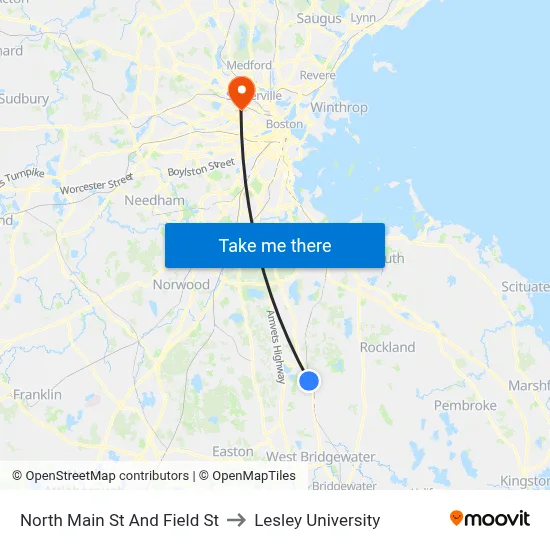 North Main St And Field St to Lesley University map