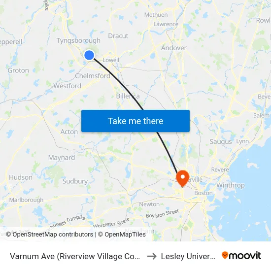 Varnum Ave (Riverview Village Condos) to Lesley University map