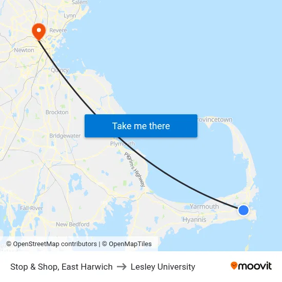 Stop & Shop, East Harwich to Lesley University map