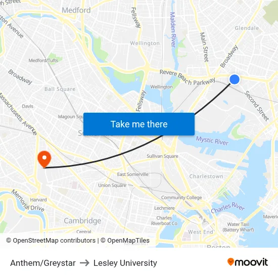 Anthem/Greystar to Lesley University map