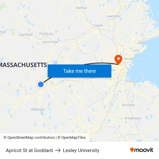 Apricot St at Goddard to Lesley University map