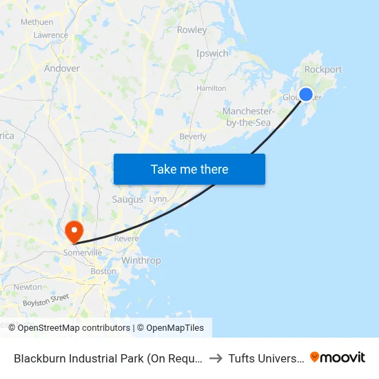 Blackburn Industrial Park (On Request) to Tufts University map