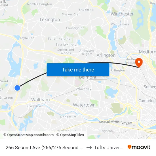 266 Second Ave (266/275 Second Ave) to Tufts University map