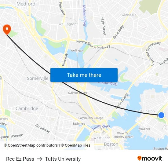 Rcc Ez Pass to Tufts University map