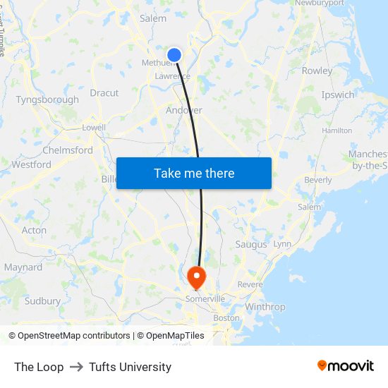 The Loop to Tufts University map