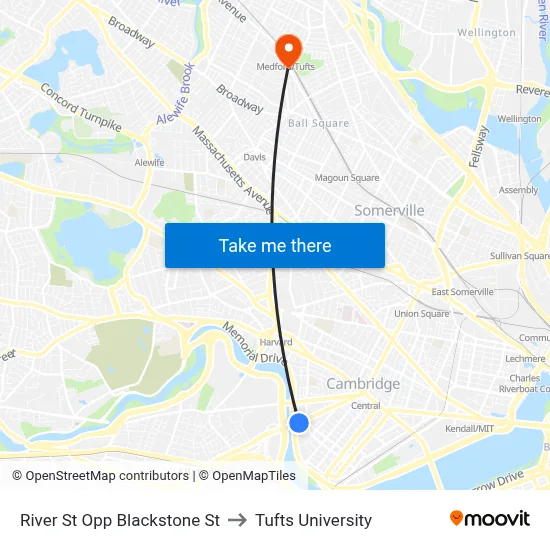 River St Opp Blackstone St to Tufts University map