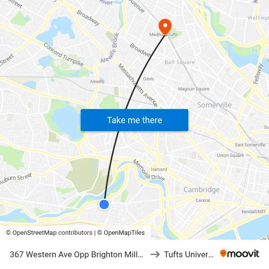367 Western Ave Opp Brighton Mills Mall to Tufts University map