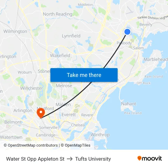 Water St Opp Appleton St to Tufts University map