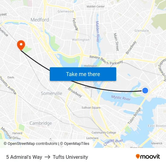 5 Admiral's Way to Tufts University map