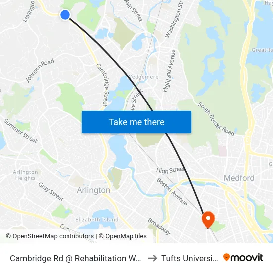 Cambridge Rd @ Rehabilitation Way to Tufts University map