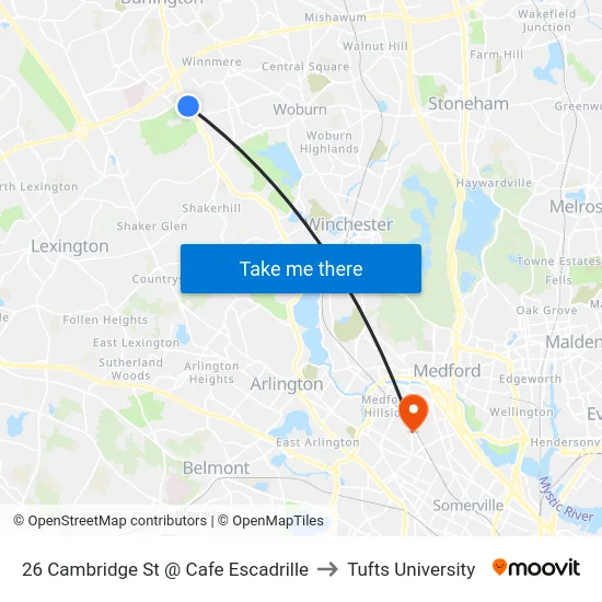 26 Cambridge St @ Cafe Escadrille to Tufts University map