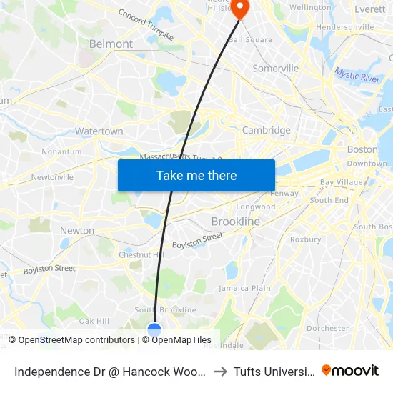 Independence Dr @ Hancock Woods to Tufts University map