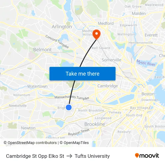 Cambridge St Opp Elko St to Tufts University map