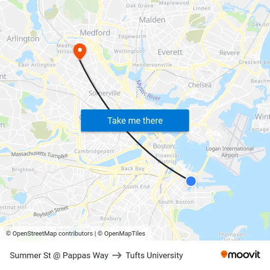Summer St @ Pappas Way to Tufts University map