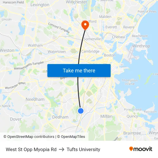West St Opp Myopia Rd to Tufts University map
