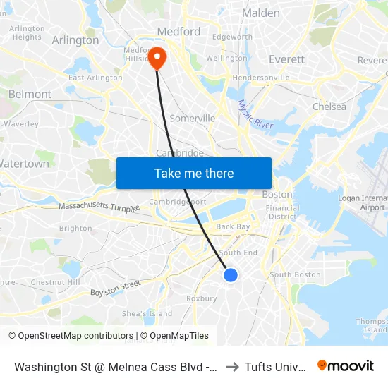 Washington St @ Melnea Cass Blvd - Silver Line to Tufts University map
