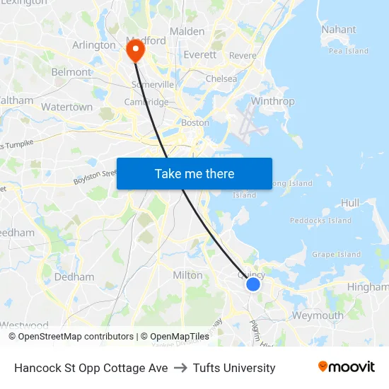 Hancock St Opp Cottage Ave to Tufts University map