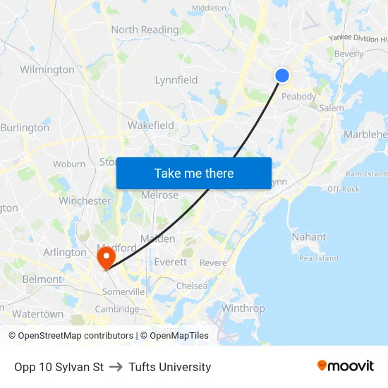 Opp 10 Sylvan St to Tufts University map