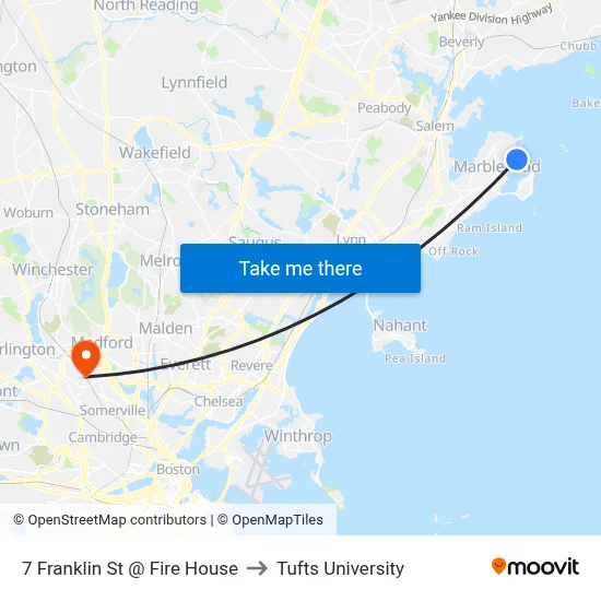 7 Franklin St @ Fire House to Tufts University map