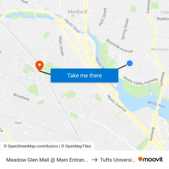 Meadow Glen Mall @ Main Entrance to Tufts University map