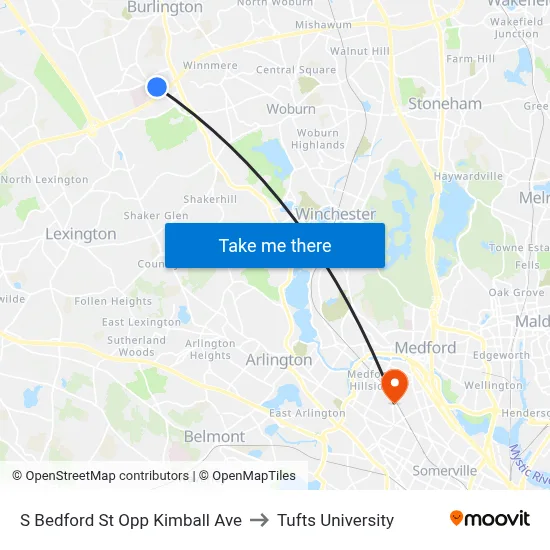 S Bedford St Opp Kimball Ave to Tufts University map