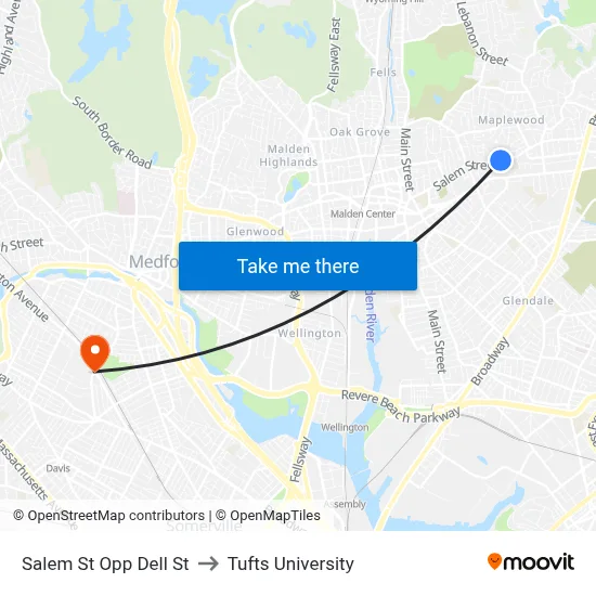 Salem St Opp Dell St to Tufts University map