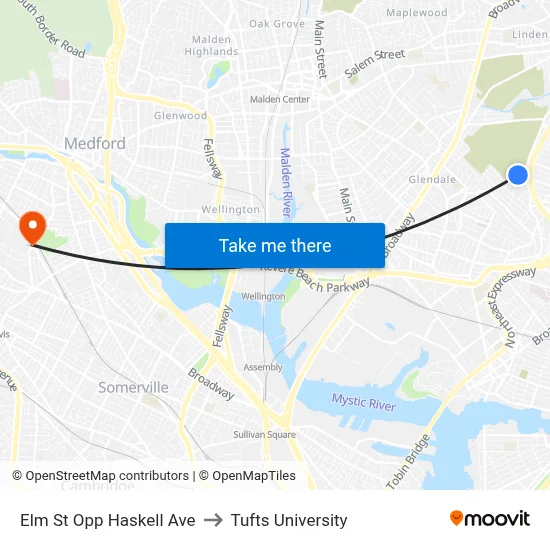 Elm St Opp Haskell Ave to Tufts University map