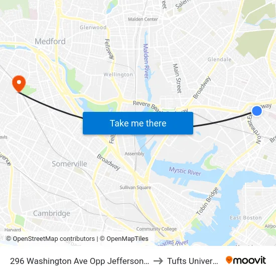 296 Washington Ave Opp Jefferson Ave to Tufts University map