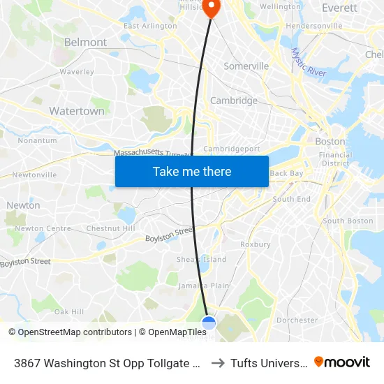 3867 Washington St Opp Tollgate Way to Tufts University map