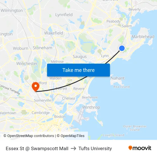 Essex St @ Swampscott Mall to Tufts University map