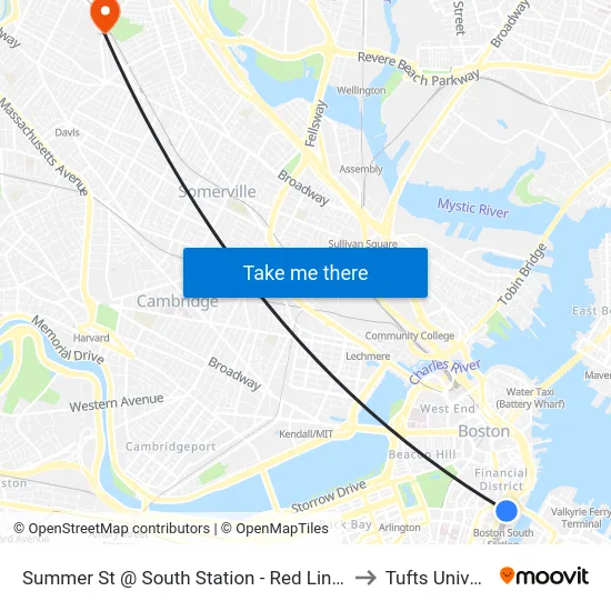 Summer St @ South Station - Red Line Entrance to Tufts University map