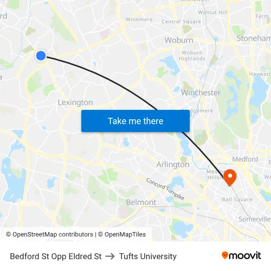 Bedford St Opp Eldred St to Tufts University map